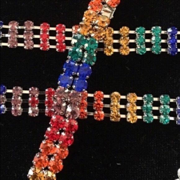 Rainbow Rhinestone Bra Straps - Picture 5 of 6